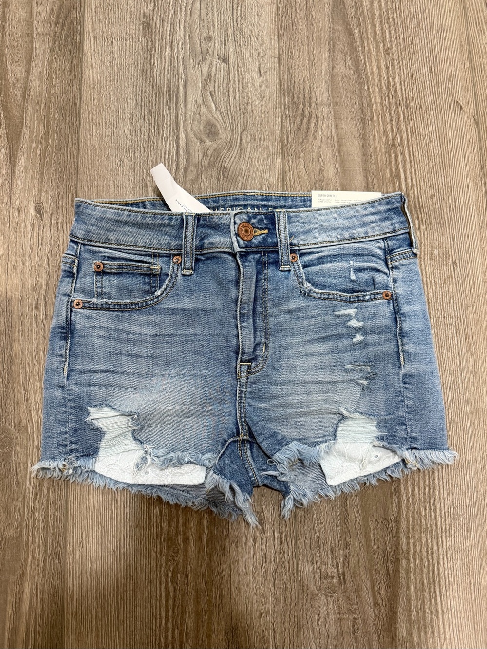 American Eagle Outfitters Light Blue Distressed Denim Shorts